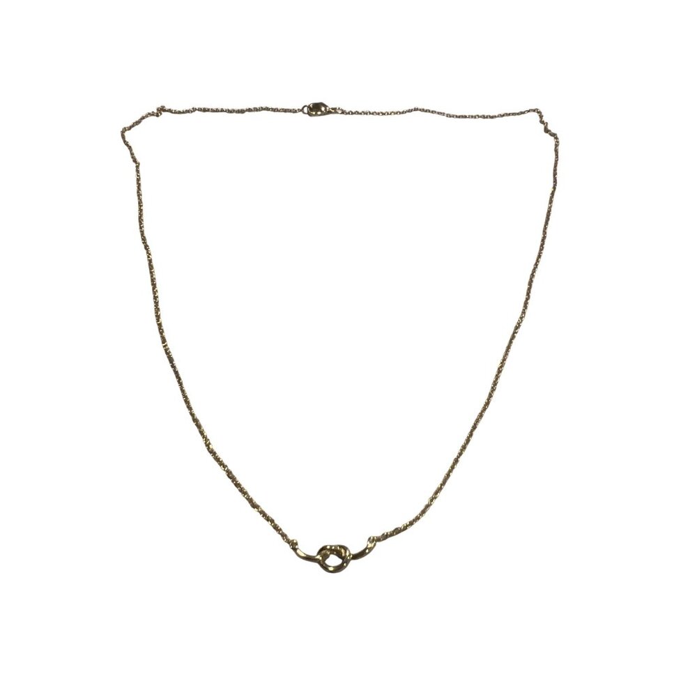 Vintage Gold Tone Knot Pendant Necklace Dainty Lobster Clasp 18" Layer Estate